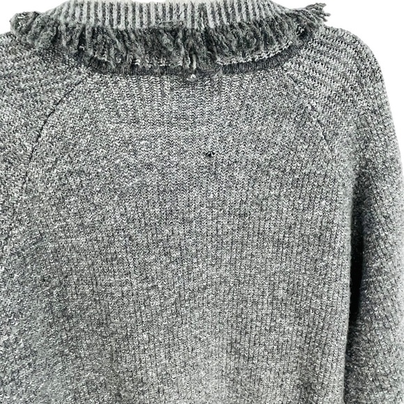 Anthropologie SaturdaySunday Portland Collar Gray Sweater/Cardigan w/Fringe - Picture 12 of 14